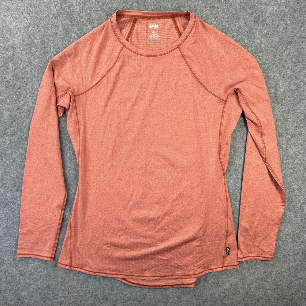 REI Co-op Shirt Womens Small Orange Long Sleeve Crew Neck Athletic Running